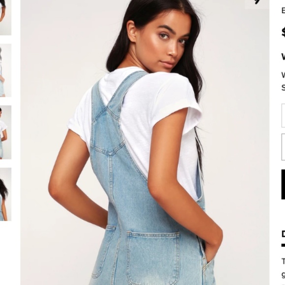 COPY - Light Wash Distressed Denim Skirt Overalls - Picture 2 of 4